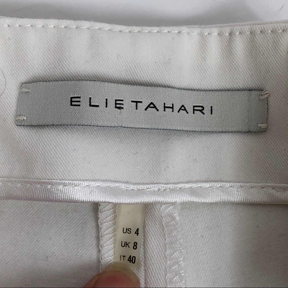Elie Tahari White Cropped Straight Leg Pant 4 - Picture 4 of 8
